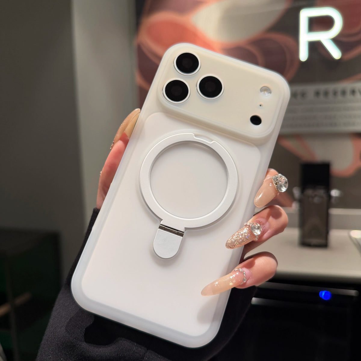Fashion Candy Magnetic For Magsafe Wireless Charge Case For iPhone 17 16 15 Pro Max 360 Stand Holder Armor Cover