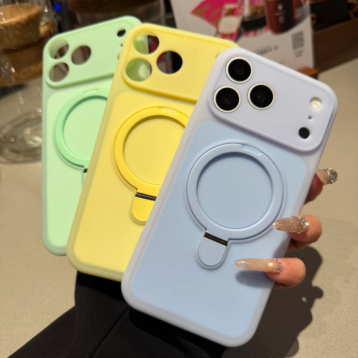 Fashion Candy Magnetic For Magsafe Wireless Charge Case For iPhone 17 16 15 Pro Max 360 Stand Holder Armor Cover