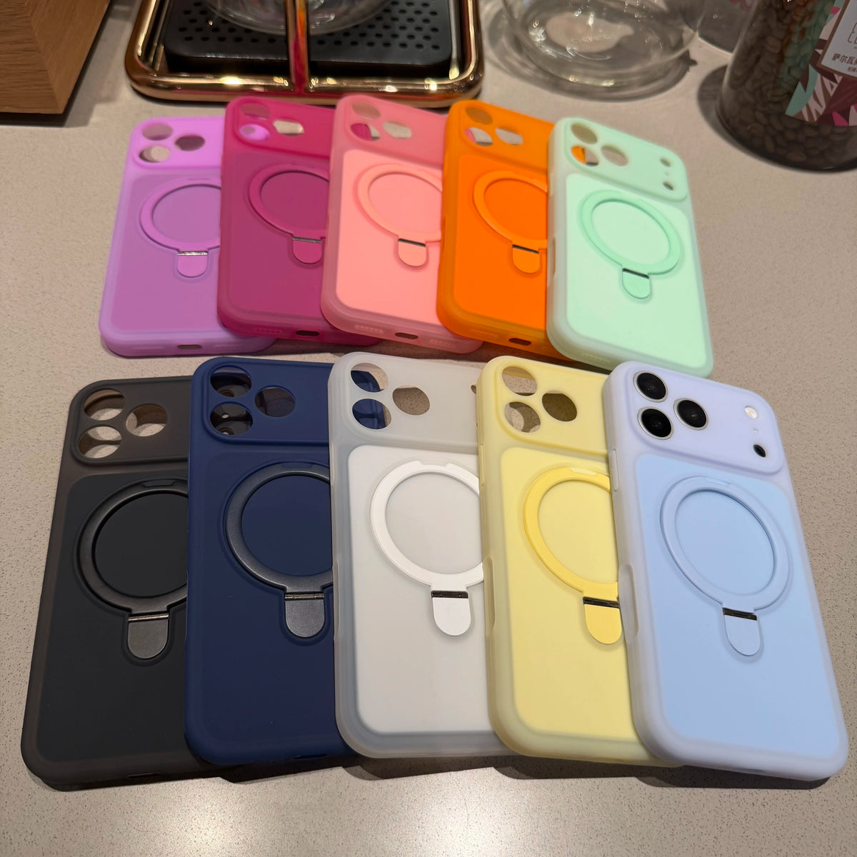 Fashion Candy Magnetic For Magsafe Wireless Charge Case For iPhone 17 16 15 Pro Max 360 Stand Holder Armor Cover