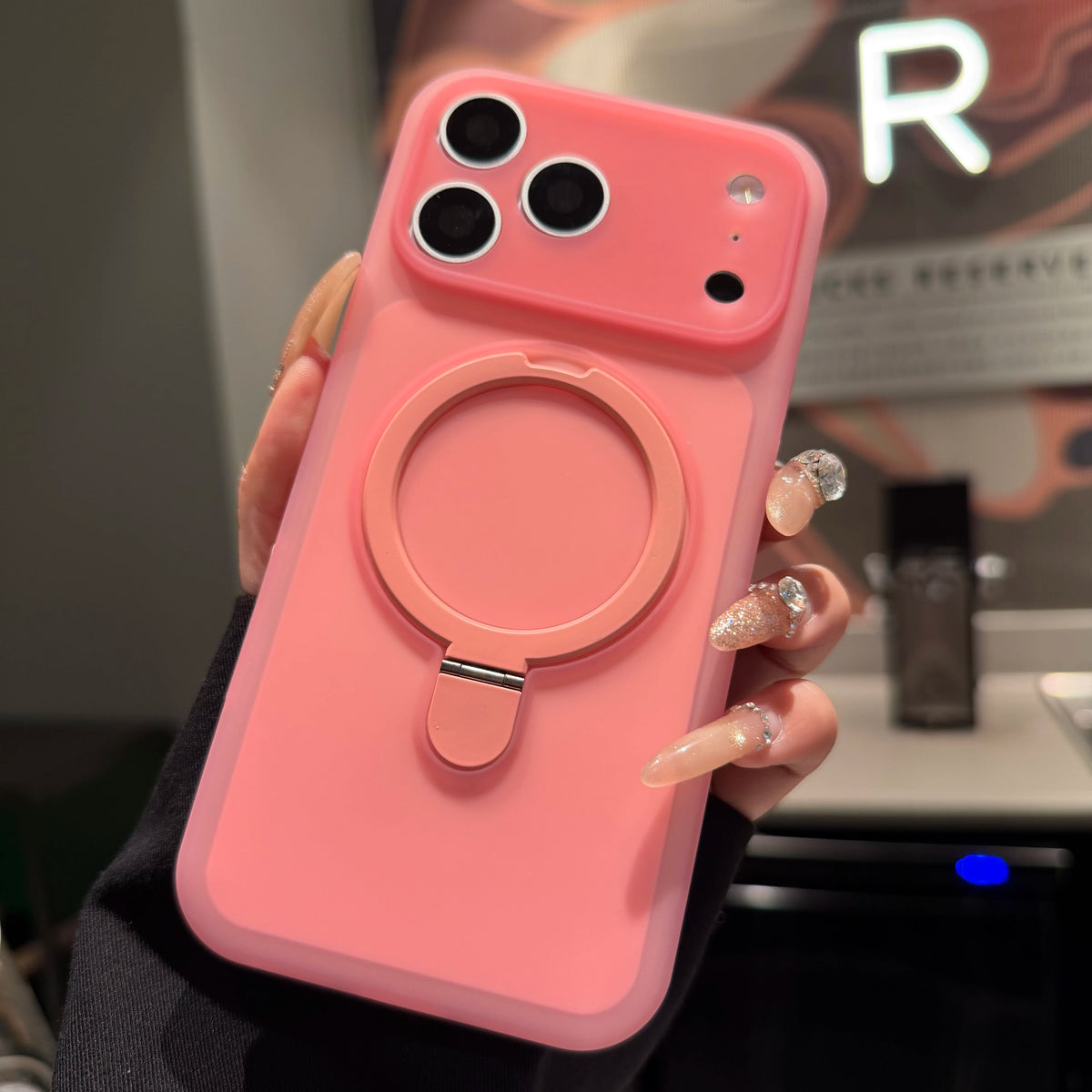 Fashion Candy Magnetic For Magsafe Wireless Charge Case For iPhone 17 16 15 Pro Max 360 Stand Holder Armor Cover