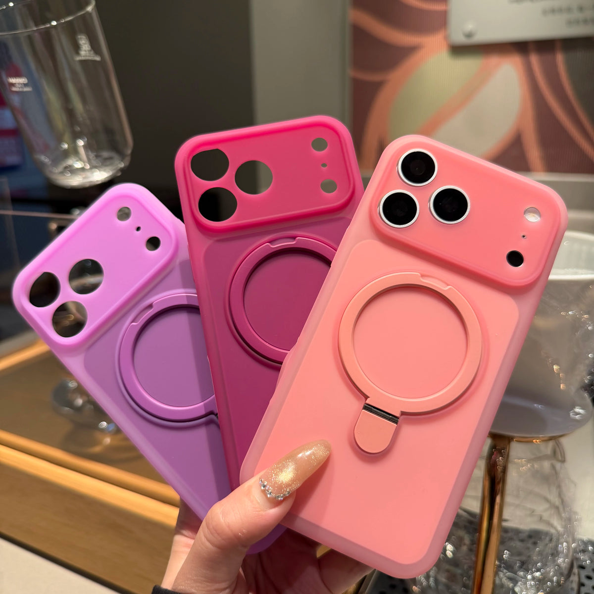 Fashion Candy Magnetic For Magsafe Wireless Charge Case For iPhone 17 16 15 Pro Max 360 Stand Holder Armor Cover