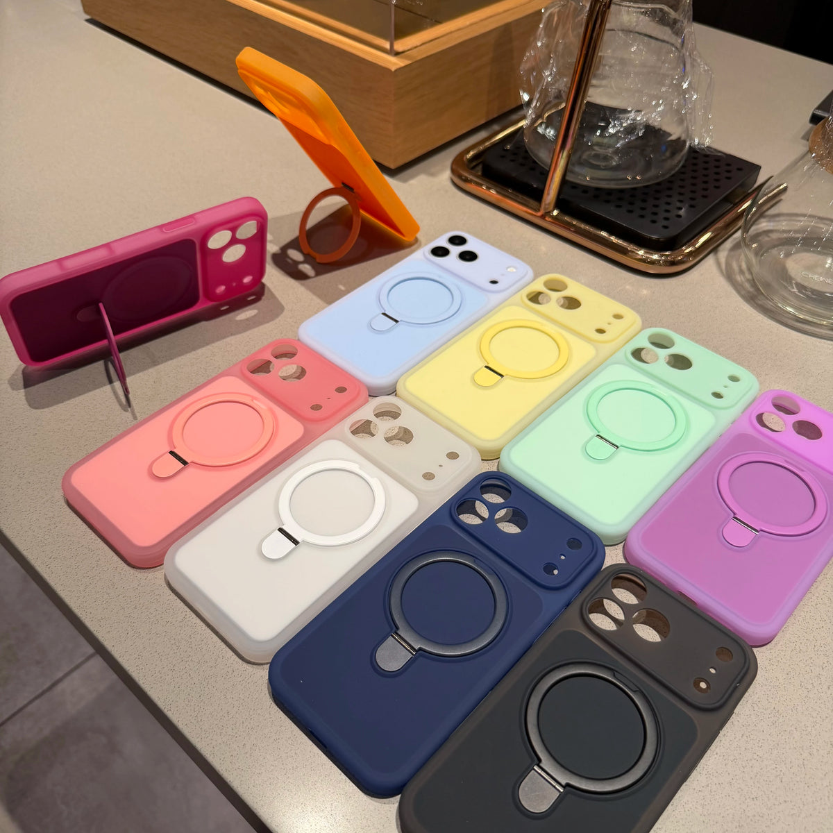 Fashion Candy Magnetic For Magsafe Wireless Charge Case For iPhone 17 16 15 Pro Max 360 Stand Holder Armor Cover