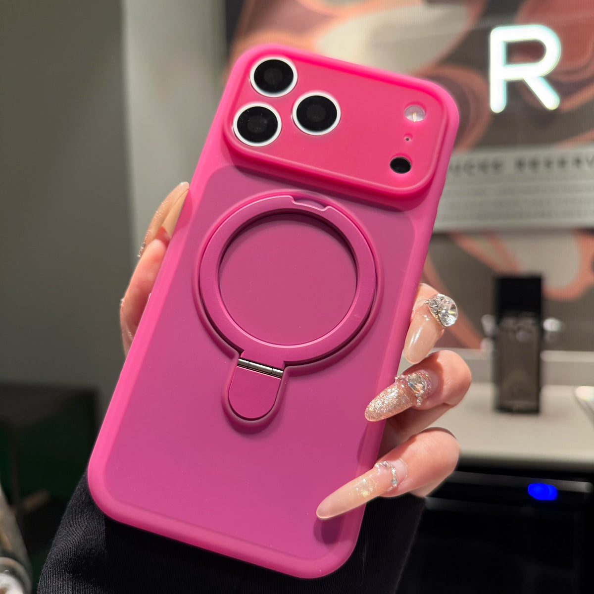 Fashion Candy Magnetic For Magsafe Wireless Charge Case For iPhone 17 16 15 Pro Max 360 Stand Holder Armor Cover